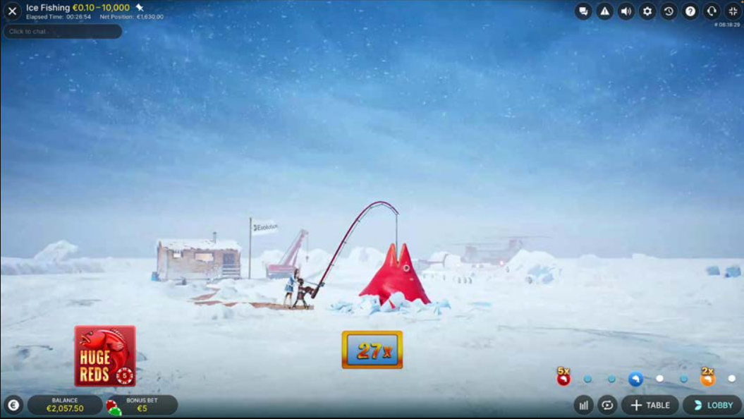 Пример большого выигрыша в Ice Fishing Live